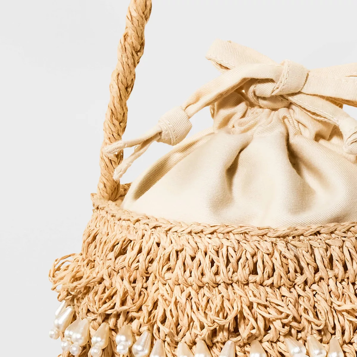 Mini Straw Embellished Bucket Bag - A New Day™ Cream | Target