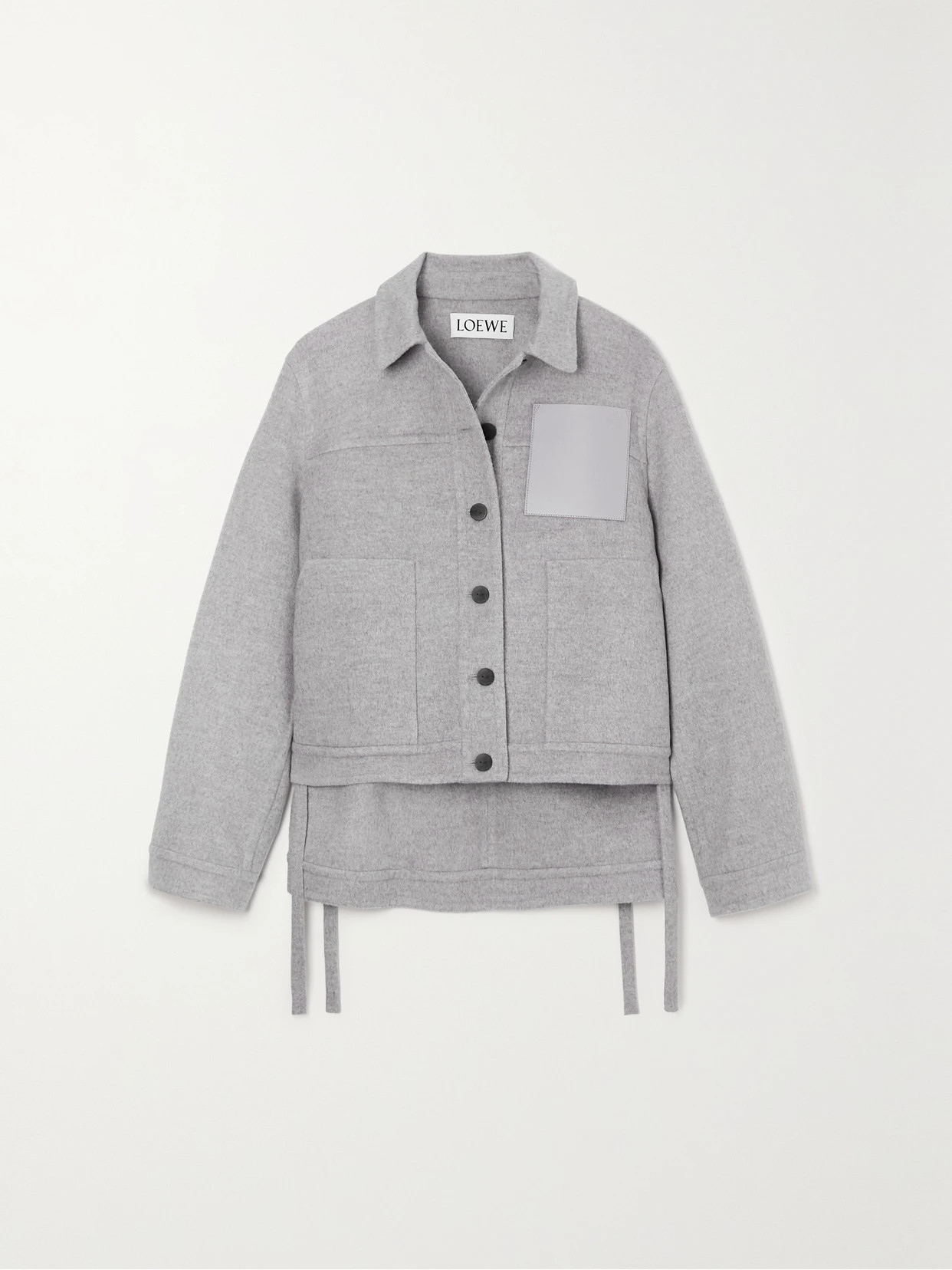 LOEWE - Leather-trimmed Wool And Cashmere-blend Jacket - Gray | NET-A-PORTER (UK & EU)