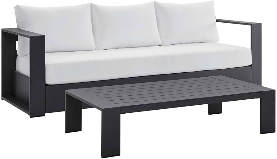 Modway Tahoe Patio Powder-Coated Aluminum Set Outdoor Furniture, Gray White | Amazon (CA)
