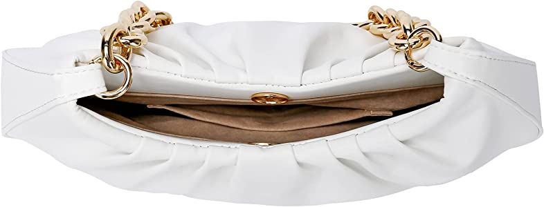 JOLLQUE Shoulder Bag for Women,Small Leather Handbag Purse,Gold Chain Clutch | Amazon (US)