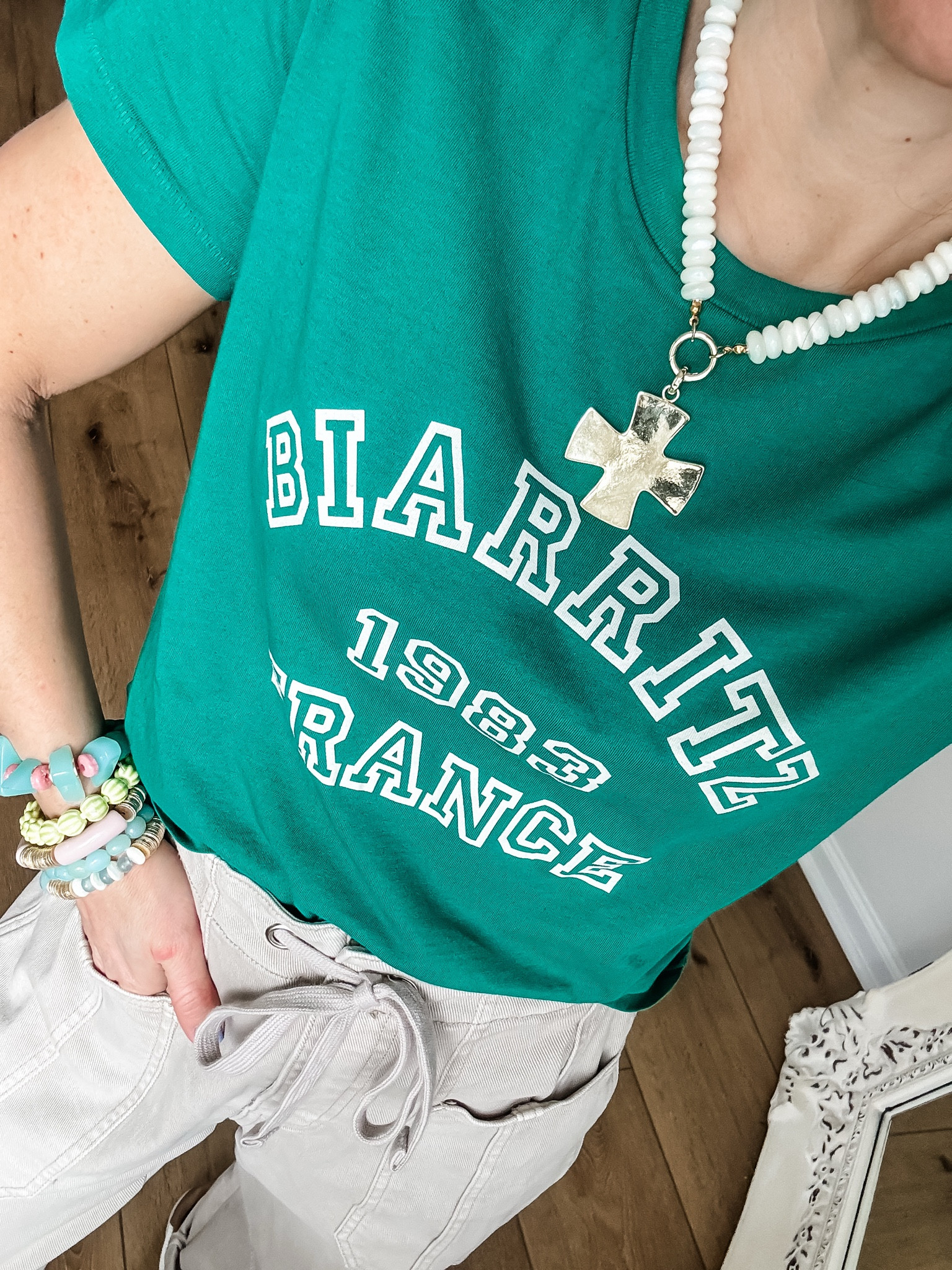 Small tee. Jewelry code HOUSEOFLEO20

#LTKOver40 #LTKPetite