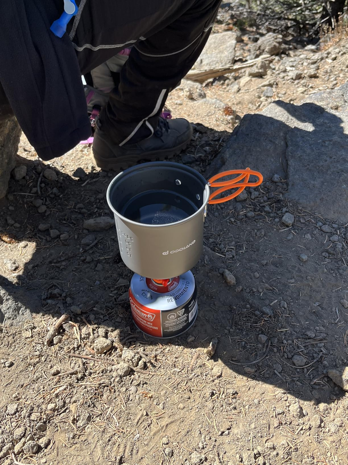 Odoland 6pcs Camping Cookware Mess Kit with Lightweight Pot, Stove, Spork and Carry Mesh Bag, Gre... | Amazon (US)