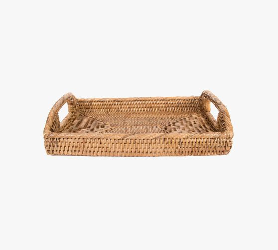 Tava Handwoven Rattan Rectangular Serving Tray | Pottery Barn (US)