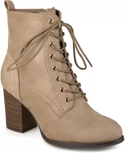 Journee Collection Women's Baylor Lace Up Stacked Heel Booties - Macy's | Macy's