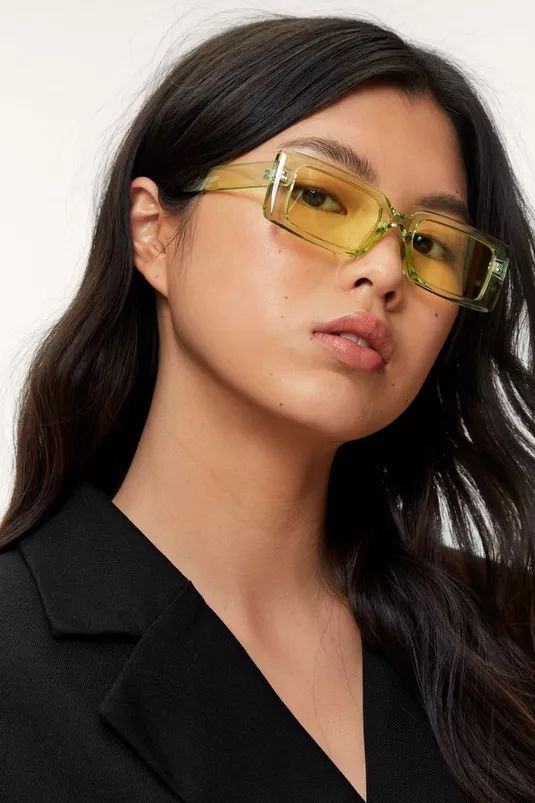 Translucent Green Tinted Rectangle Sunglasses | NastyGal (UK, IE)