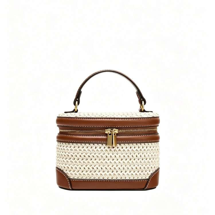 2026 New Vacation Style Woven Handbag For Women, Fashionable Straw Box Bag, Summer Versatile Crossbody Shoulder Bag, Unique Design Pleated Chest Bag, Casual Versatile | SHEIN USA | SHEIN