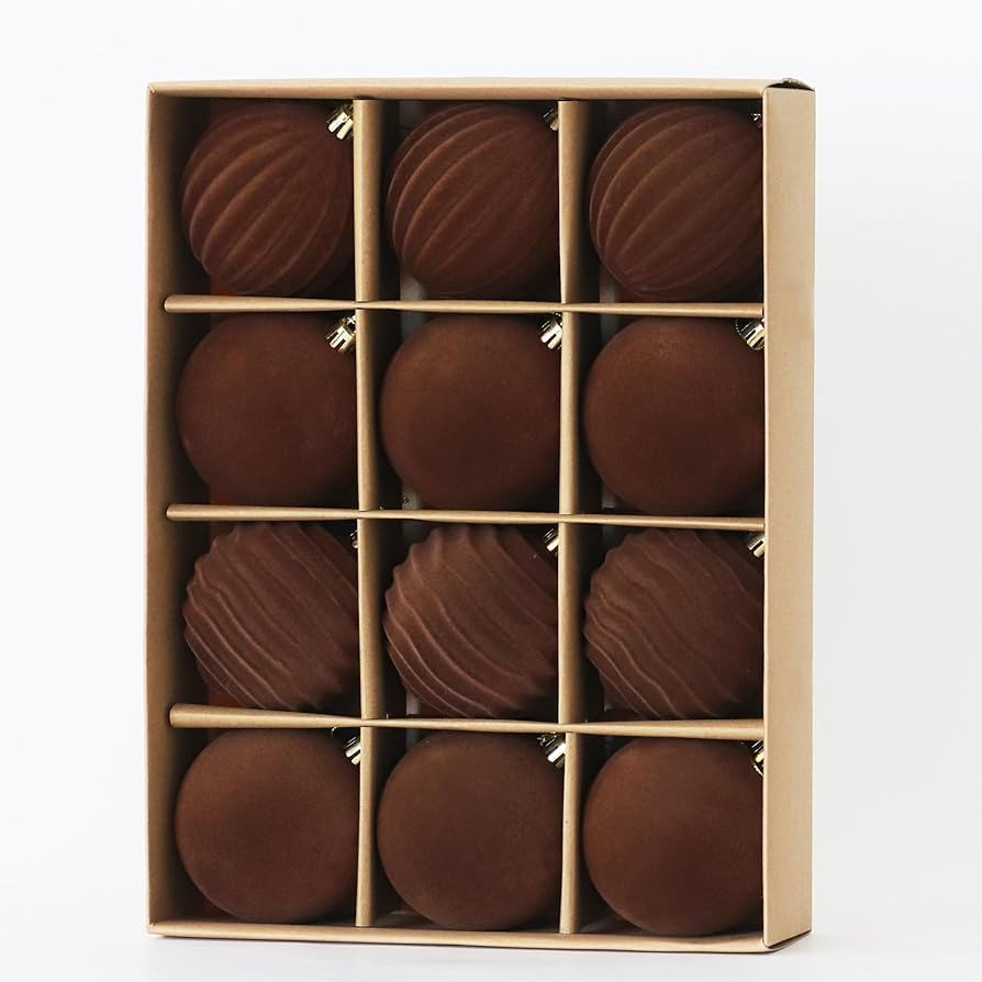 Senjie 2024 Velvet Christmas Ornaments Balls Sets for Christmas, 12PCS Multicolor Xmas Tree Flock... | Amazon (US)