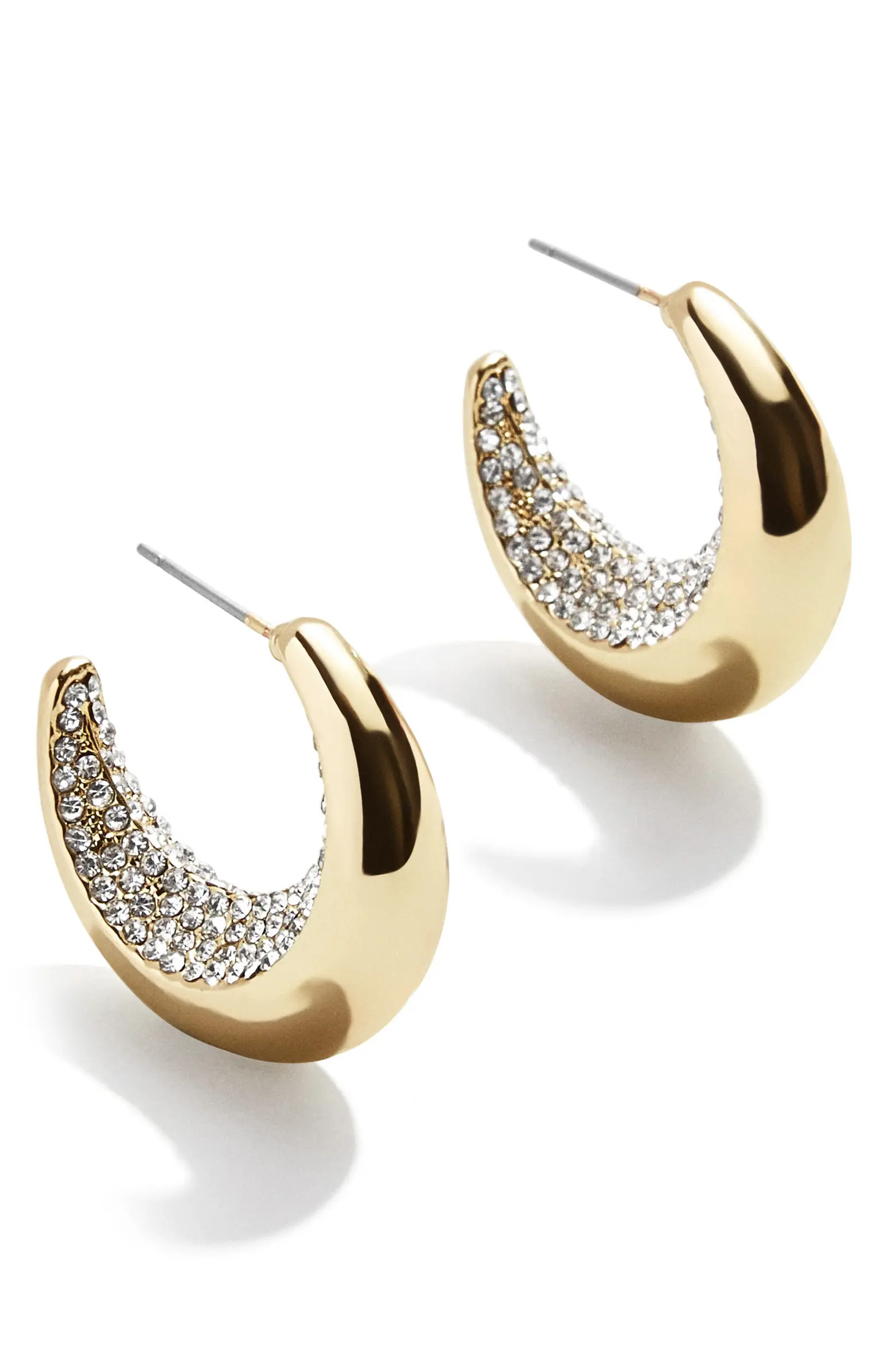 BaubleBar Pavé Crescent Hoop Earrings | Nordstrom | Nordstrom