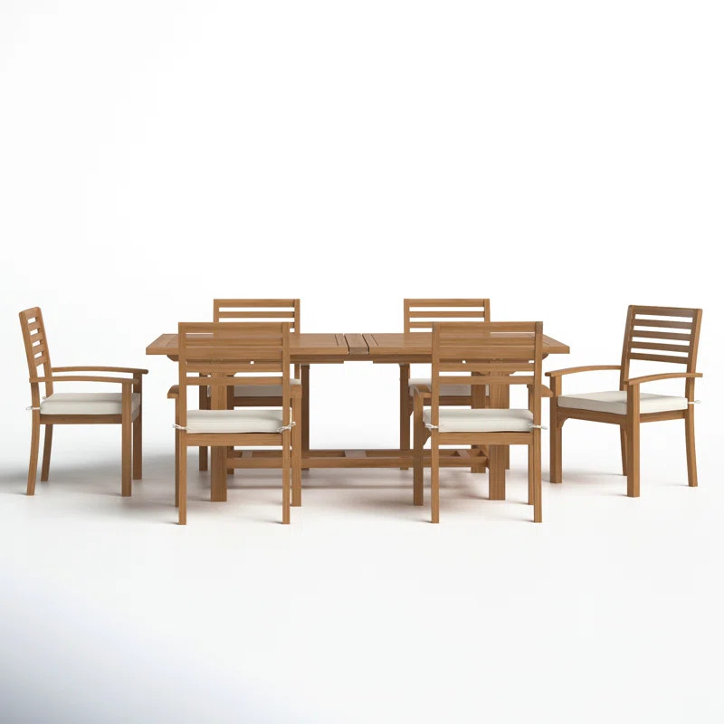 Avaldi 6 - Person Rectangular Teak Outdoor Dining Set | Wayfair North America