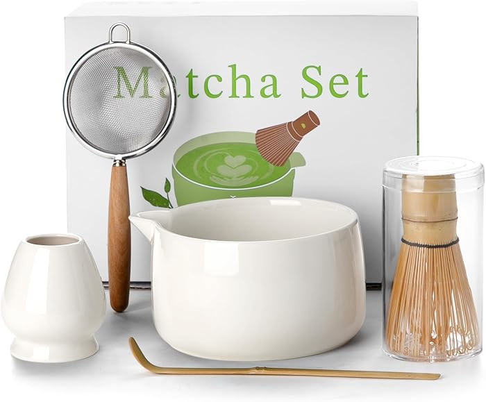 20OZ Matcha Whisk Set - 5PCS Matcha Kit Includes Ceramic Bowl with Spout, Bamboo Whisk with Holde... | Amazon (US)