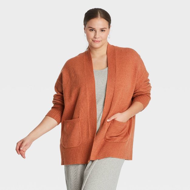 Women's Plus Size Open-Front Cardigan - A New Day™ Brown 4X | Target