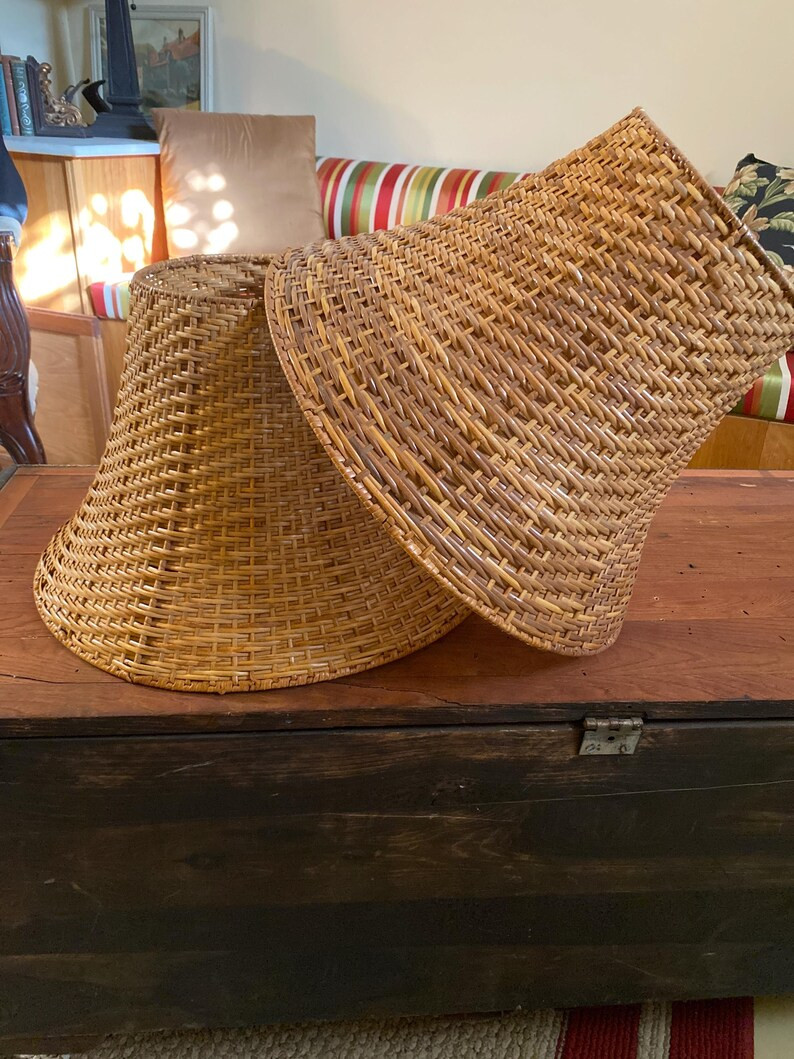 Vintage Pair of Wicker Lamp Shades - Etsy | Etsy (US)
