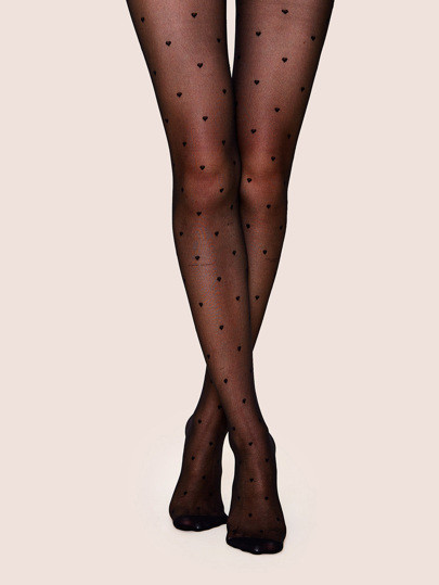 Heart Print Sheer Mesh Stockings | SHEIN