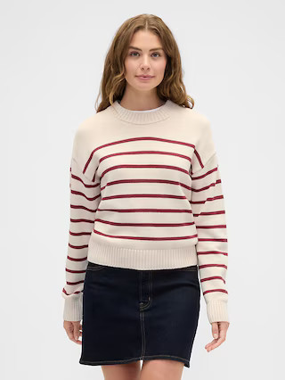 Relaxed Stripe Cropped Sweater | Gap Factory