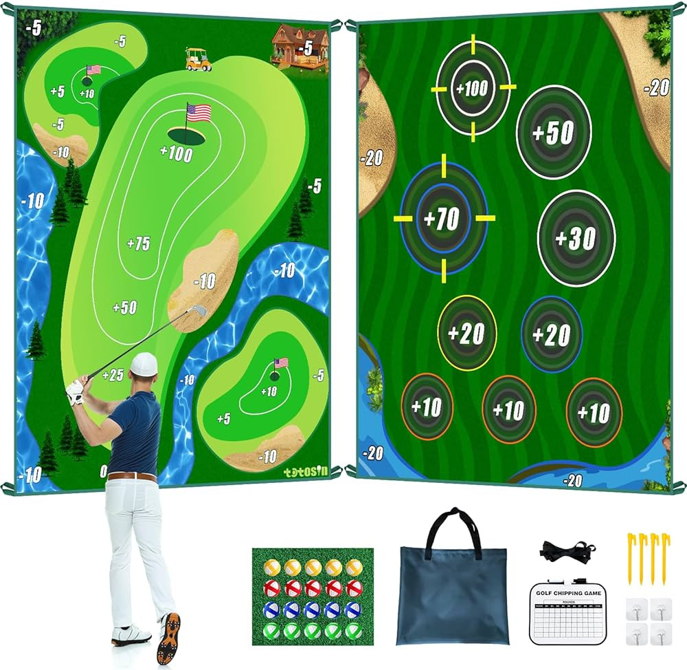 Golf Chipping Game Mat, Double Sided Golf Hitting Mat,6x5 FT Golf Practice Mat Outdoor Indoor Gol... | Amazon (US)