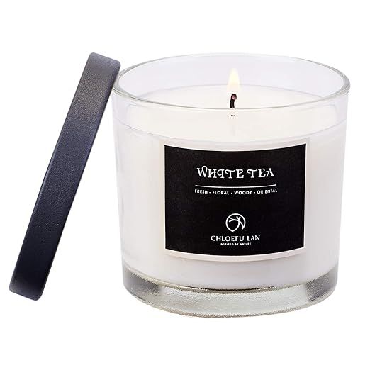 CHLOEFU LAN White Tea Scented Soy Jar Candle Highly Scented & Long Lasting & Slow Burning(7 Oz, 4... | Amazon (US)