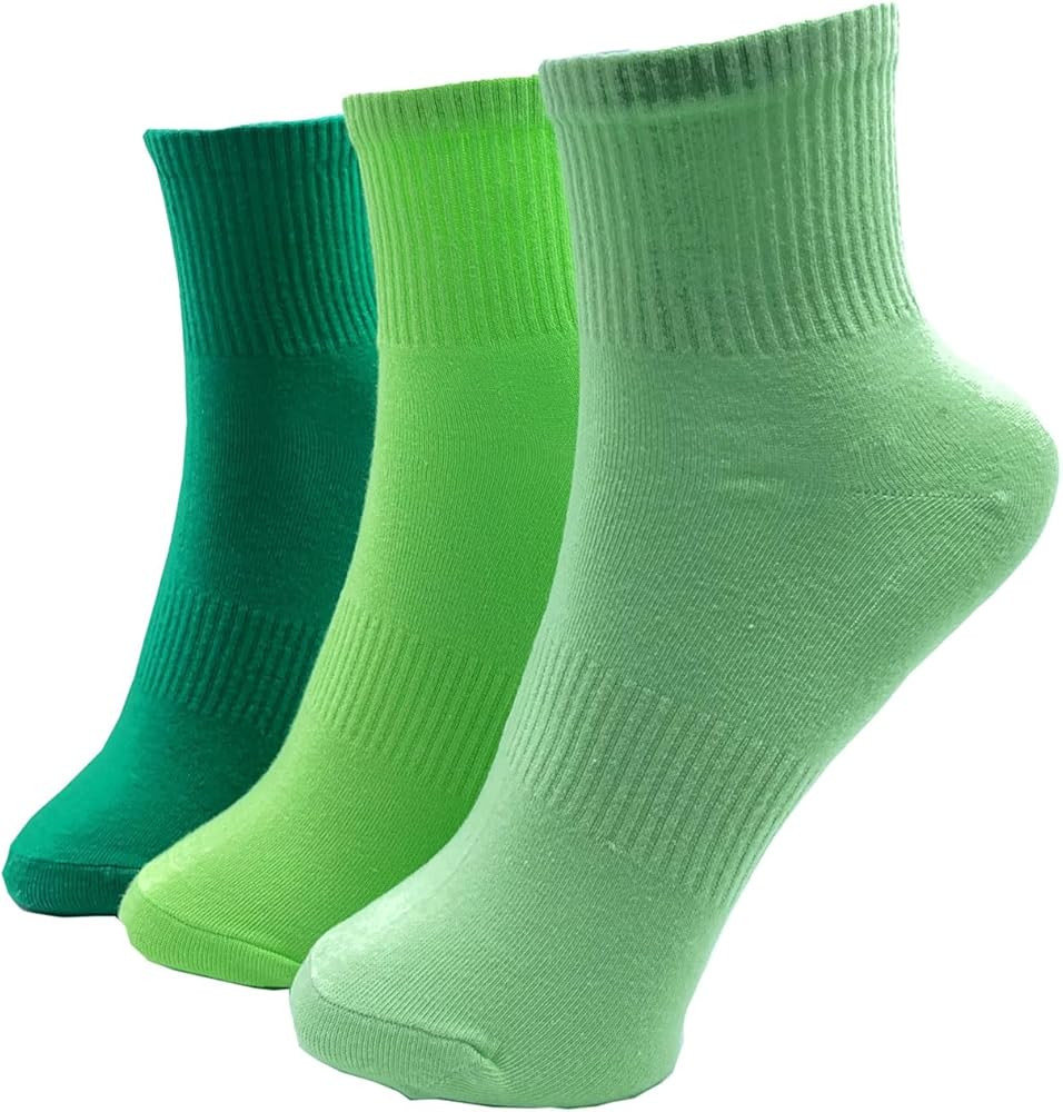 Womens Crew Ankle Long Socks for Women Black White Green Cotton Athletic Socks Stocking for Women... | Amazon (US)