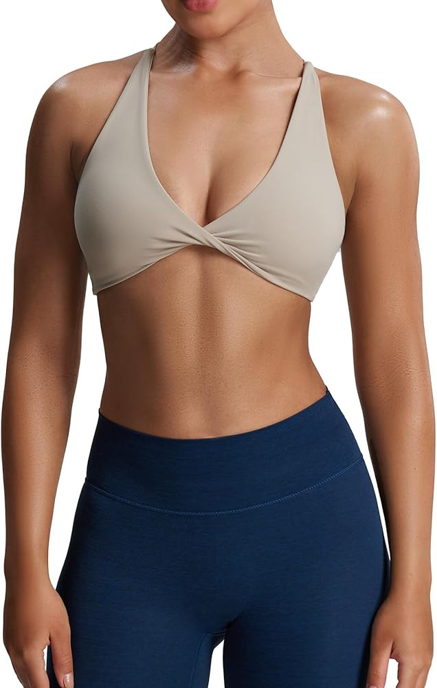 Aoxjox Women's Workout Sports Bras Fitness Backless Padded Sienna Low Impact Bra Yoga Crop Tank T... | Amazon (US)