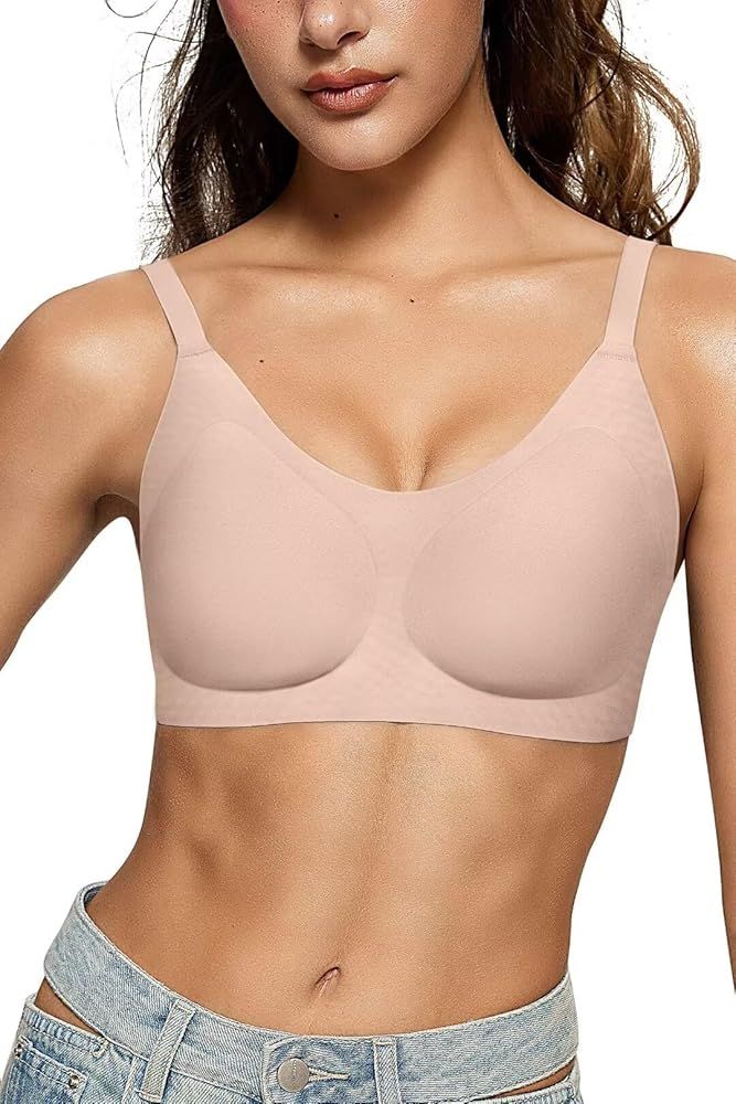 Vertvie Women's Seamless Wireless Bras No Underwire Smooth U Push Up Bra Full Coverage Support Br... | Amazon (US)