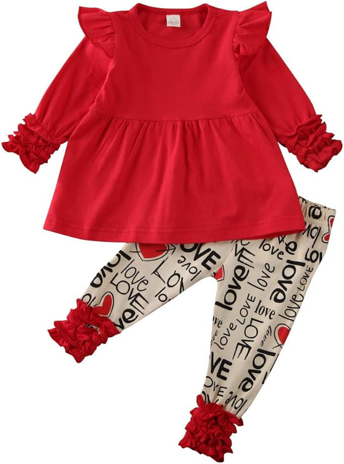 Amiblvowa Infant Toddler Baby Boy Girl Valentines Day Outfits Love Letter Long Sleeve Sweatshirt ... | Amazon (US)