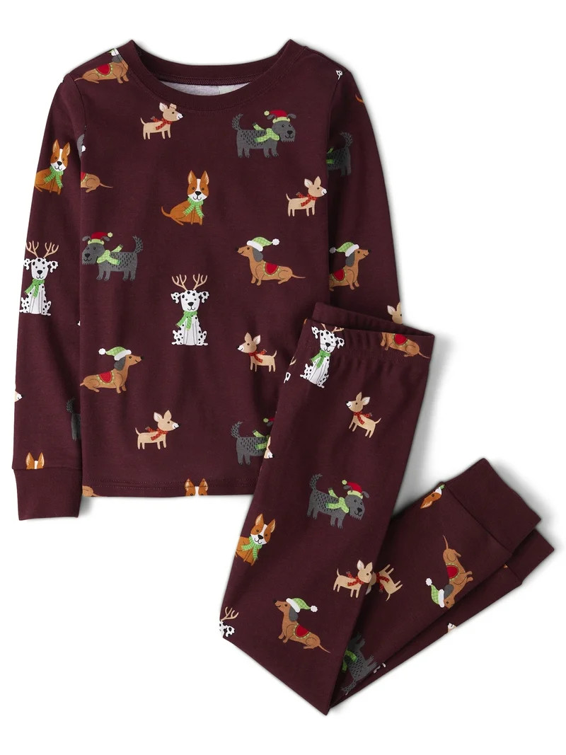 The Children's Place Kids Unisex Matching Family Holiday Dog Snug Fit Cotton Pajamas, Sizes 4-16 | Walmart (US)