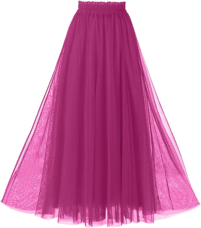 OBBUE Women's A Line Tulle Party Evening Tutu Skirts Tea Length | Amazon (US)