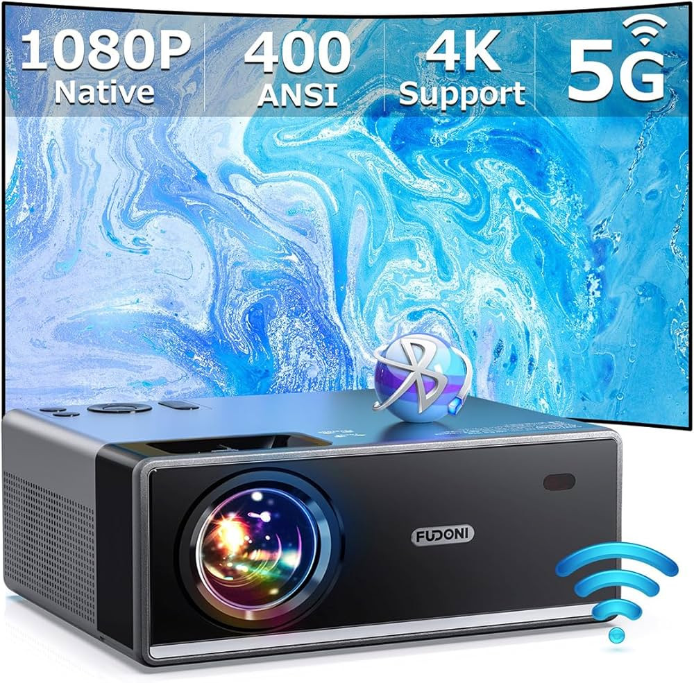 【400ANSI High Brightness】Projector with 5G WiFi and Bluetooth, Upgrade Outdoor Movie Projecto... | Amazon (US)