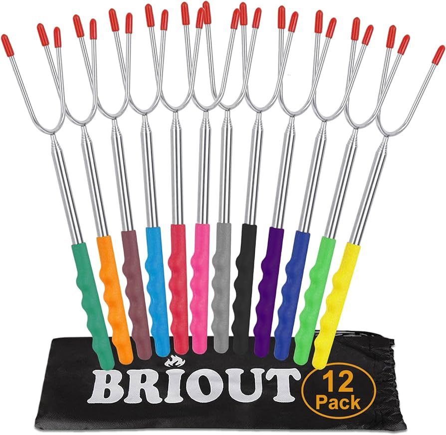 Briout Marshmallow Roasting Sticks 12 Colors Extra Long 45'' Stainless Telescoping Hot Dog Smores... | Amazon (US)