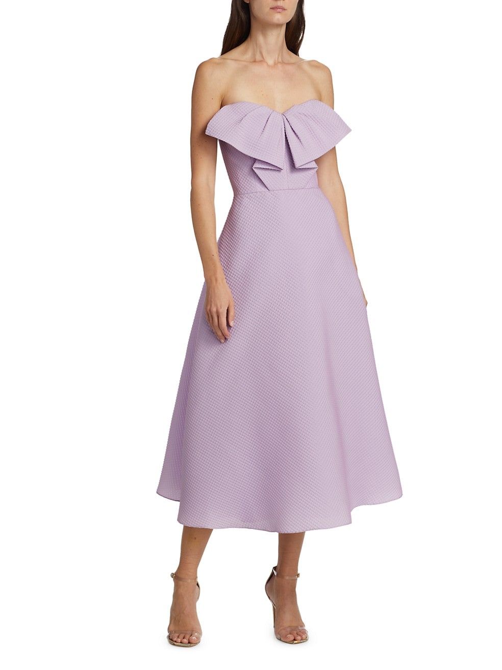 Textured Matelassé Bow-Front Midi-Dress | Saks Fifth Avenue
