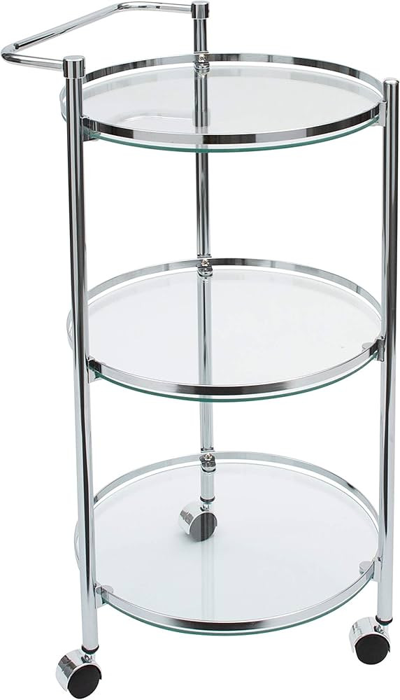 Organize It All Rolling 3 Tier Glass Circular Serving Cart, Silver (Model: 62943W) | Amazon (US)