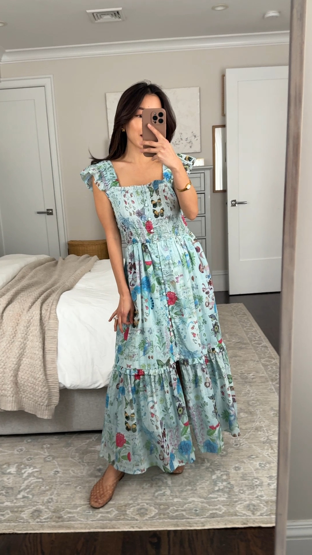 Anthropologie code JEAN20 for 20% off full priced order $100+, 3/6 - 3/9

• Peregrine Square-Neck Midi Dress xxs petite, comes in different colors and prints - this print runs bigger at the chest area compared to the other prints . 

100% cotton with flattering fully stretched smocked bodice. It is bump and nursing friendly and has functional front buttons and pockets. 

• Dolce Vita flats in Mocha size 5, size down if you’re a half size

Petite friendly spring dress, jelly sandals, smocked dresses

#LTKmomlife #LTKPetite #LTKspring