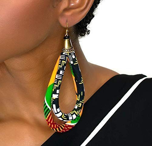 Double Loop Kente Ankara Earrings | African Earrings | Kente Earrings | Afro Earrings | Ankara Print | Amazon (US)