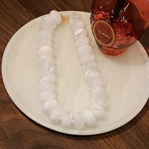 Chunky Beaded Necklace for Women Large Big Bead Choker Necklaces Trendy Boho Bold Beads Statement... | Amazon (US)