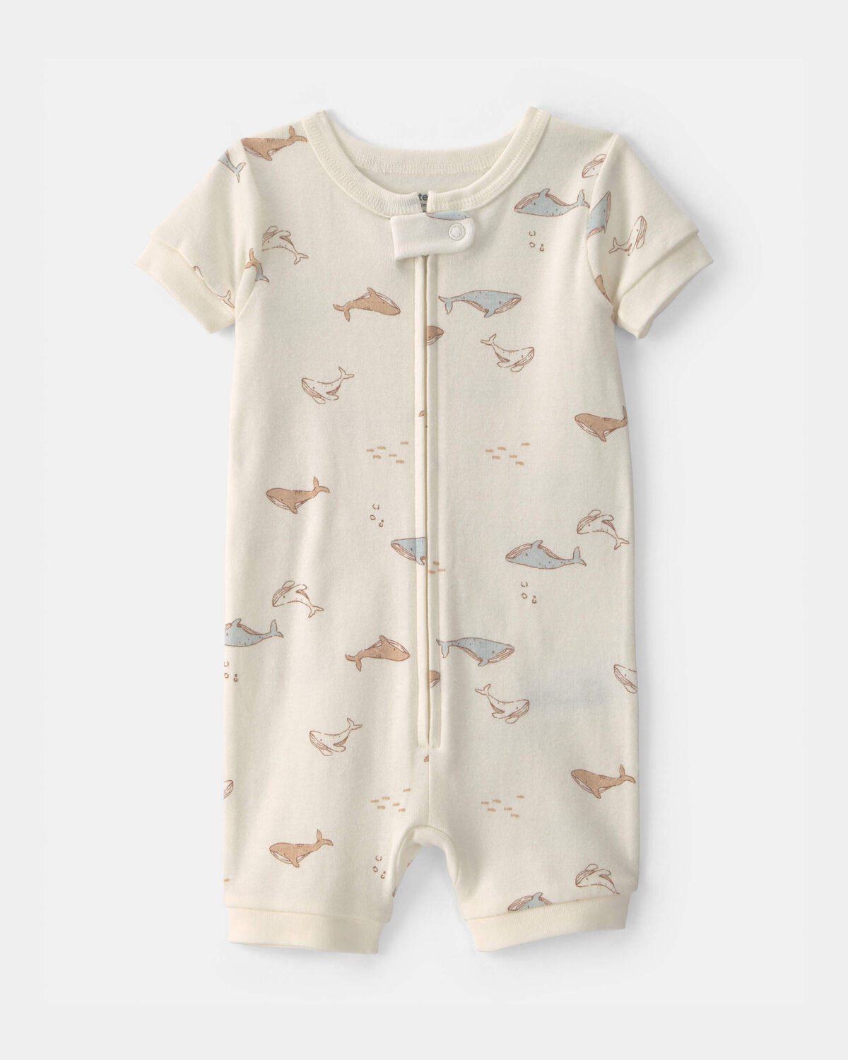 Baby Whale 100% Cotton 1-Piece Romper Pajama - Ivory | Carter's Inc
