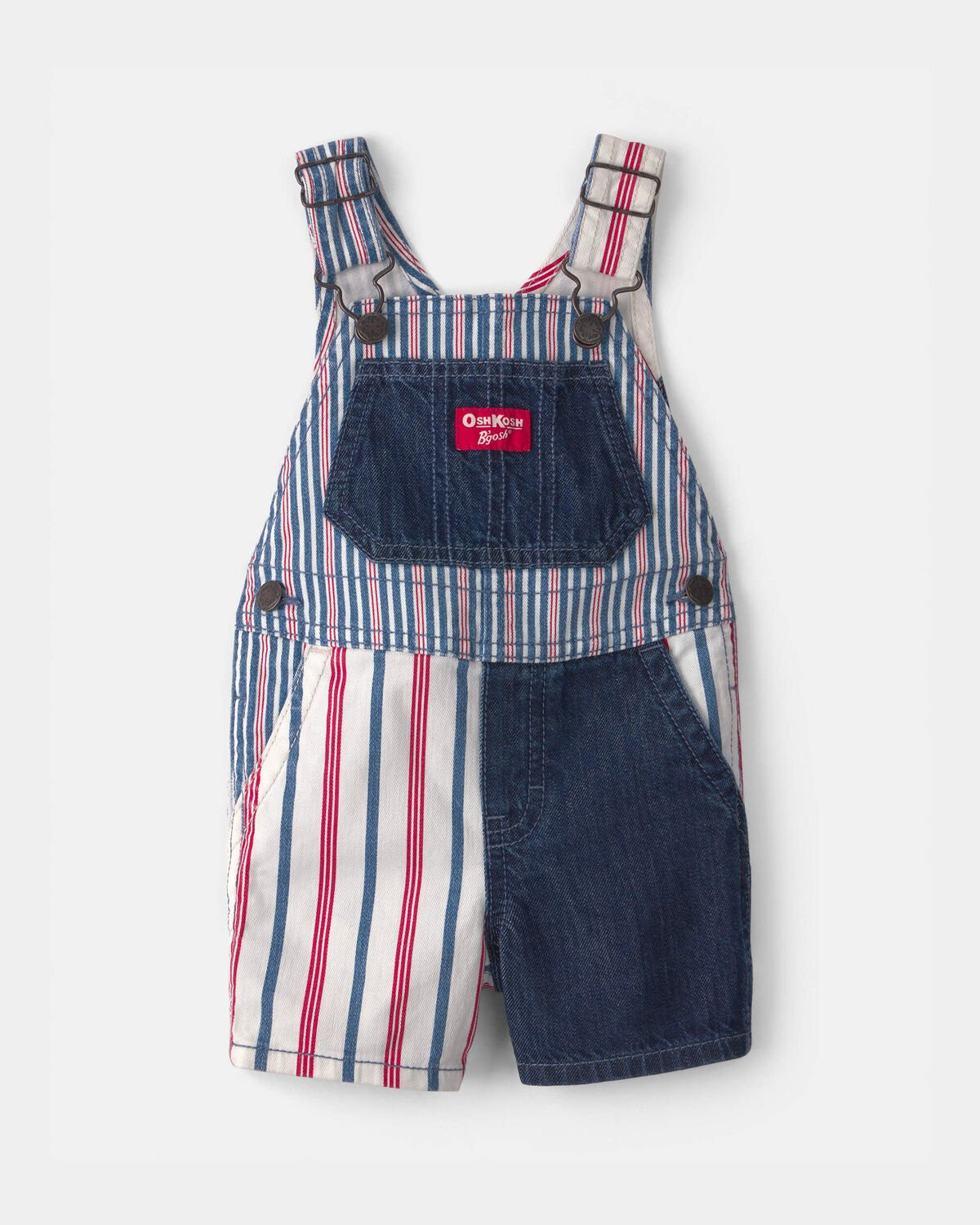 Baby Patchwork Striped Shortall - Red/White/Blue - OshKosh B'gosh | Carter's | Carter's Inc