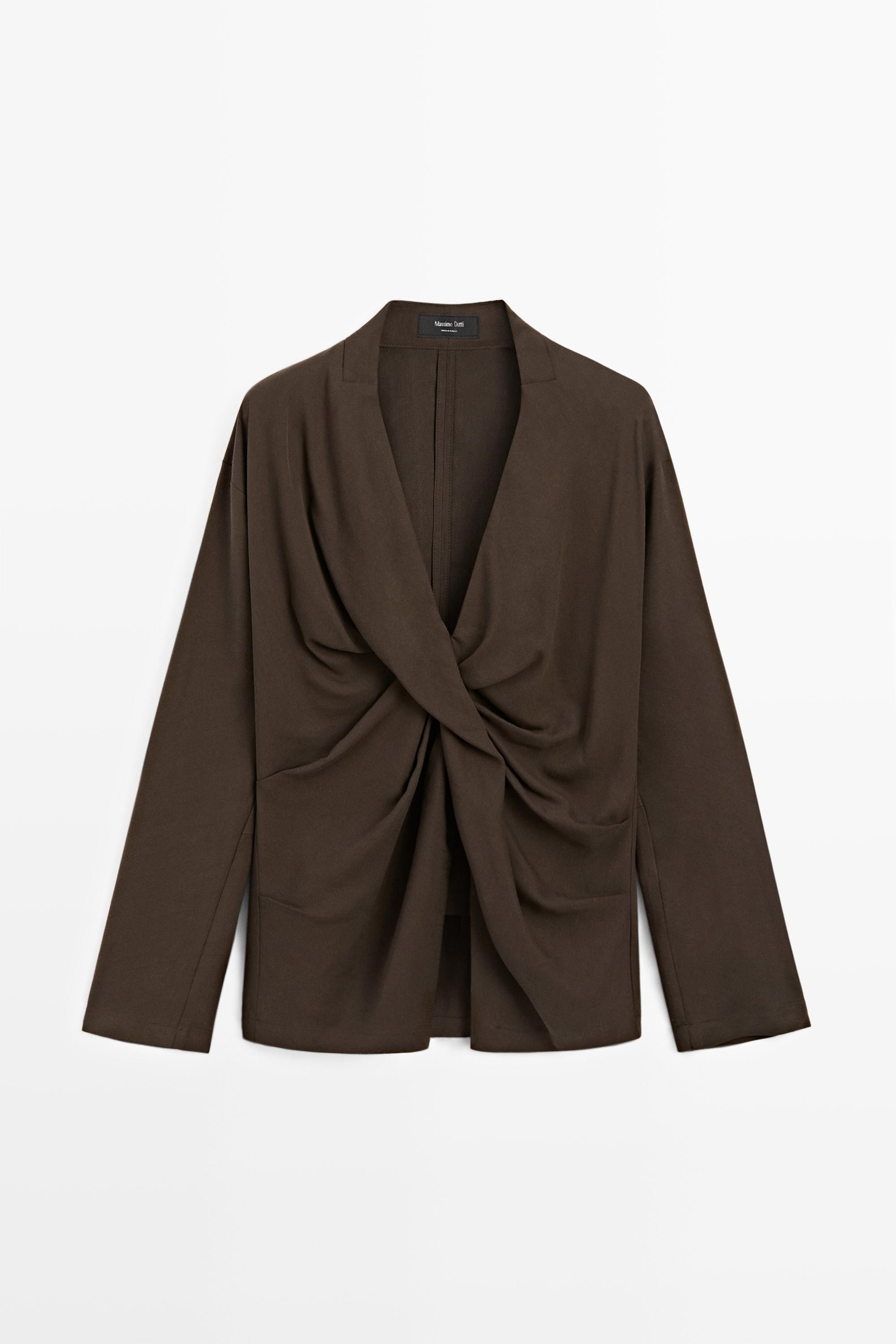 Flowing blouse with draped detail | Massimo Dutti US