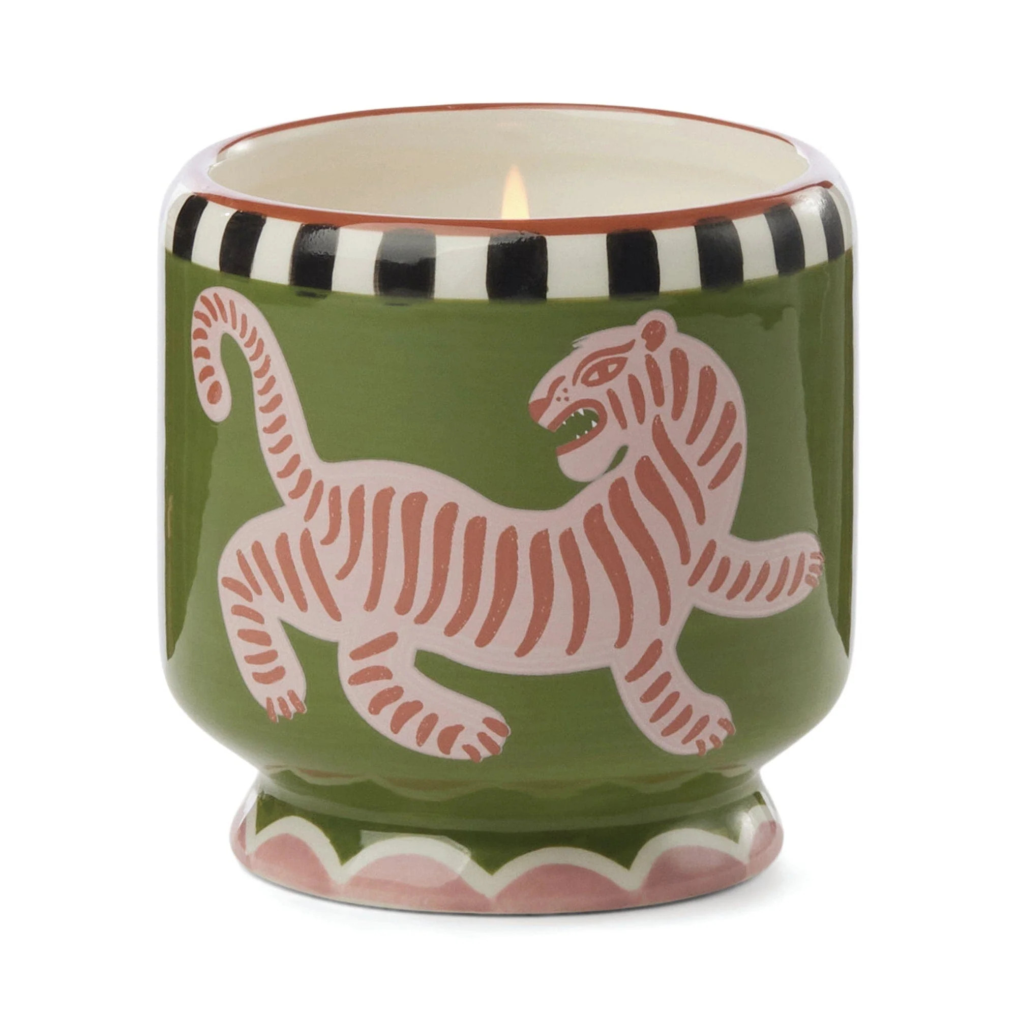 A Dopo 8 oz Handpainted "Tiger" Ceramic - Black Cedar & Fig | Paddywax