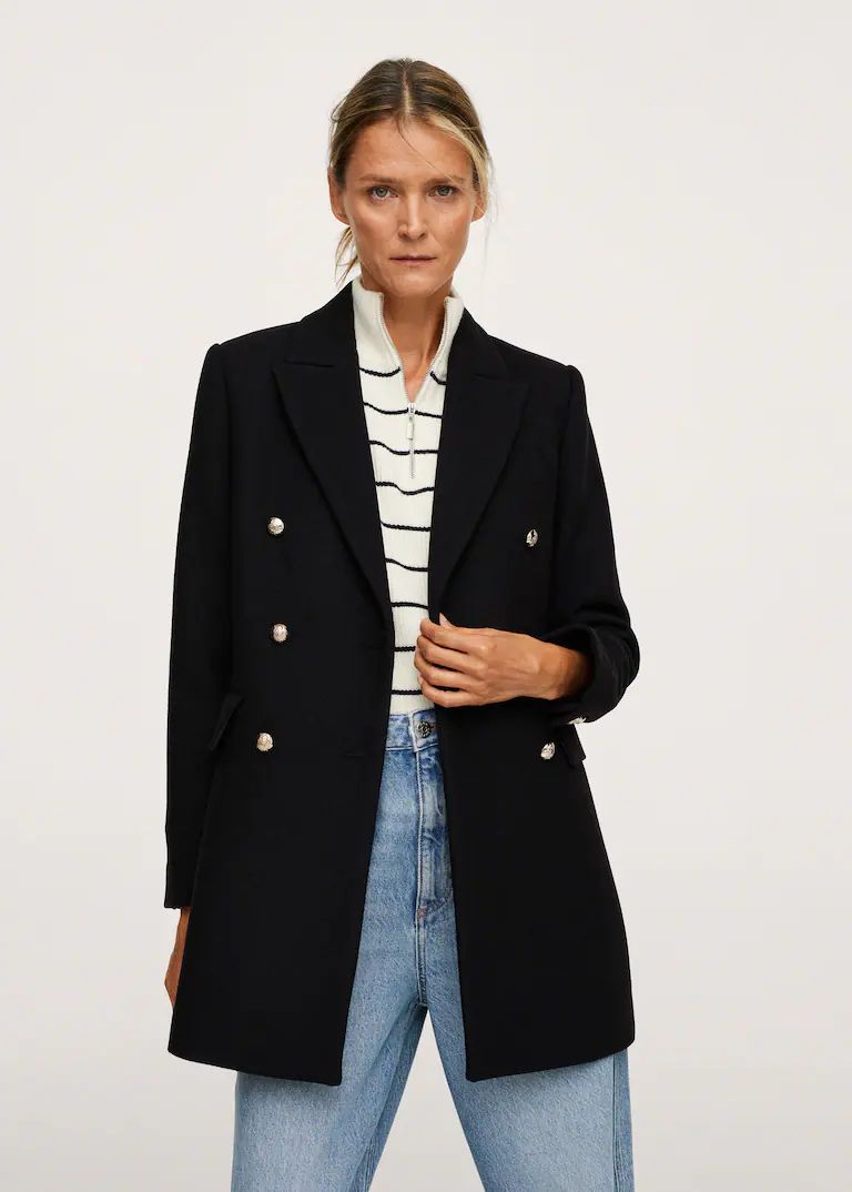 Double-breasted wool coat | MANGO (US)