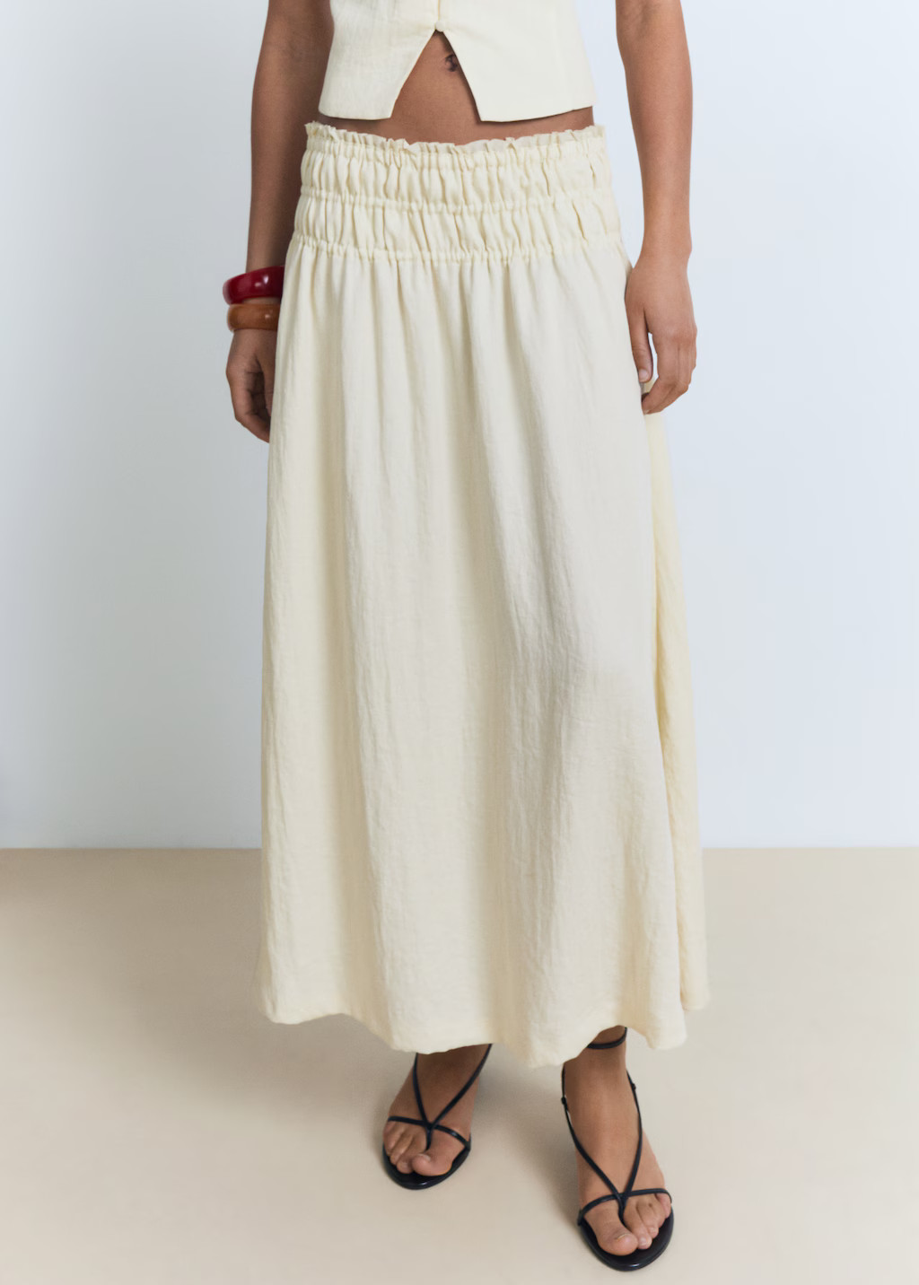 Long gathered panel skirt - Women | MANGO United Kingdom | MANGO (UK)