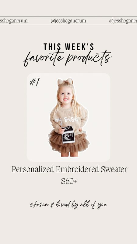 #1 of this week’s favorite products chosen & loved by all of you - toddler personalized embroidered sweater 

#LTKbaby #LTKkids #LTKfamily