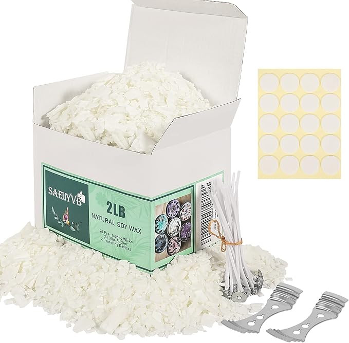 SAEUYVB Natural Soy Candle Wax and Soy Candle Wax for Candle Making - 2 lbs Soy Wax for Candle Ma... | Amazon (US)