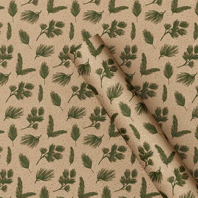 25 sq ft Pine Sprigs Christmas Gift Wrap Brown - Wondershop™ | Target