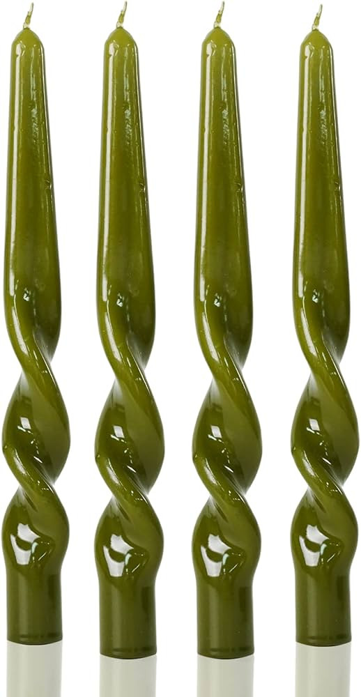 MAITREYA Olive Spiral Taper Candles Conical Stick Candles Taper Candles-Set of 4 for Decoration W... | Amazon (US)