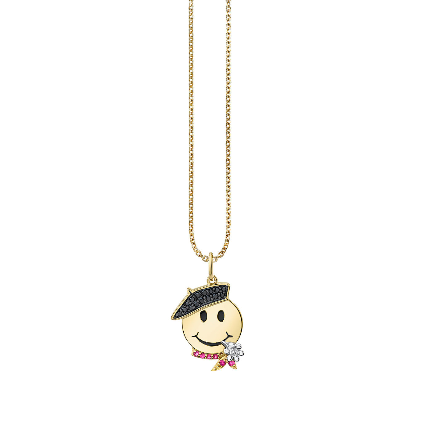 Gold & Diamond French Happy Face Charm | Sydney Evan