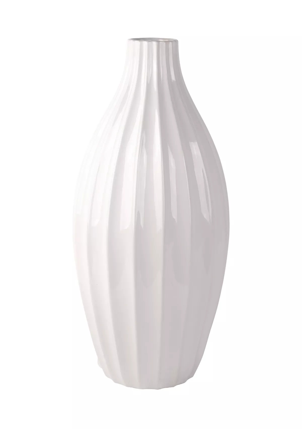 White Ceramic Rounded Rib Vase | Belk