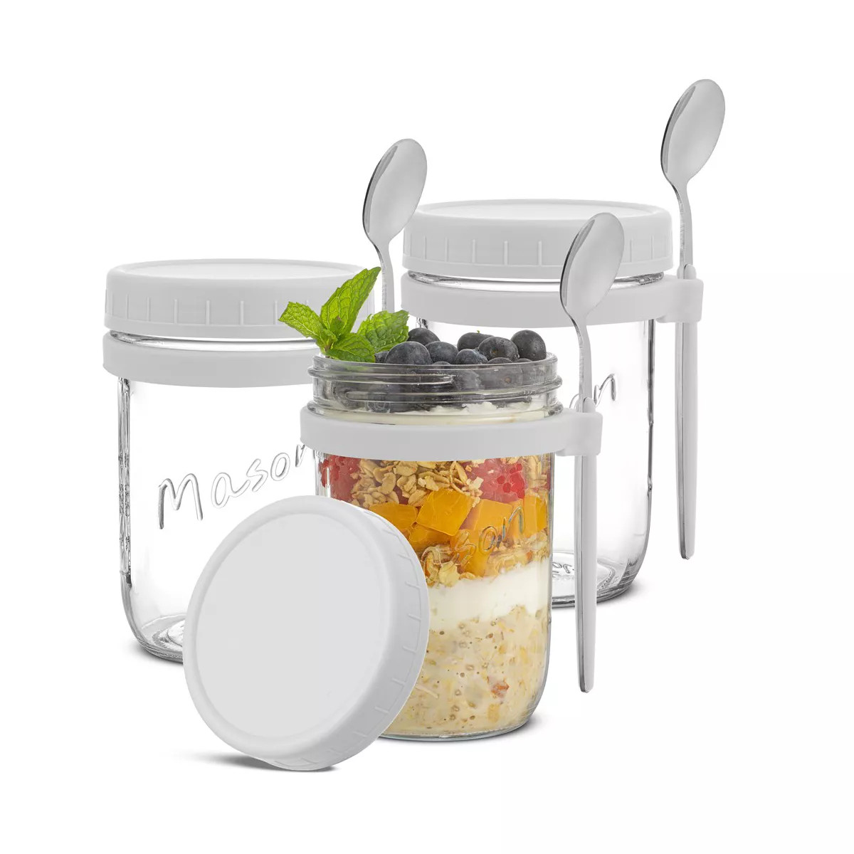 JoyJolt Dawn Glass Overnight Oats Containers - White | Target