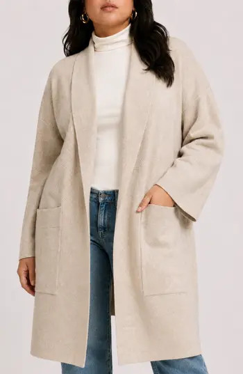 BY DESIGN Alica Open Front Cardigan in Oatmeal Hthr at Nordstrom Rack, Size 3X | Nordstrom Rack