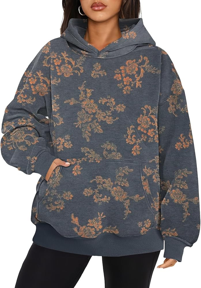 ETCYY Womens Hoodies Maple Leaf Print Oversized Sweatshirts Fall Fashion 2025 Long Sleeve Camo Ho... | Amazon (US)