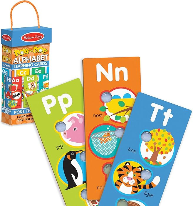 Melissa & Doug Poke-a-Dot! Alphabet Jumbo Learning Cards, 13 Double Sided Interactive ABC Flash C... | Amazon (US)