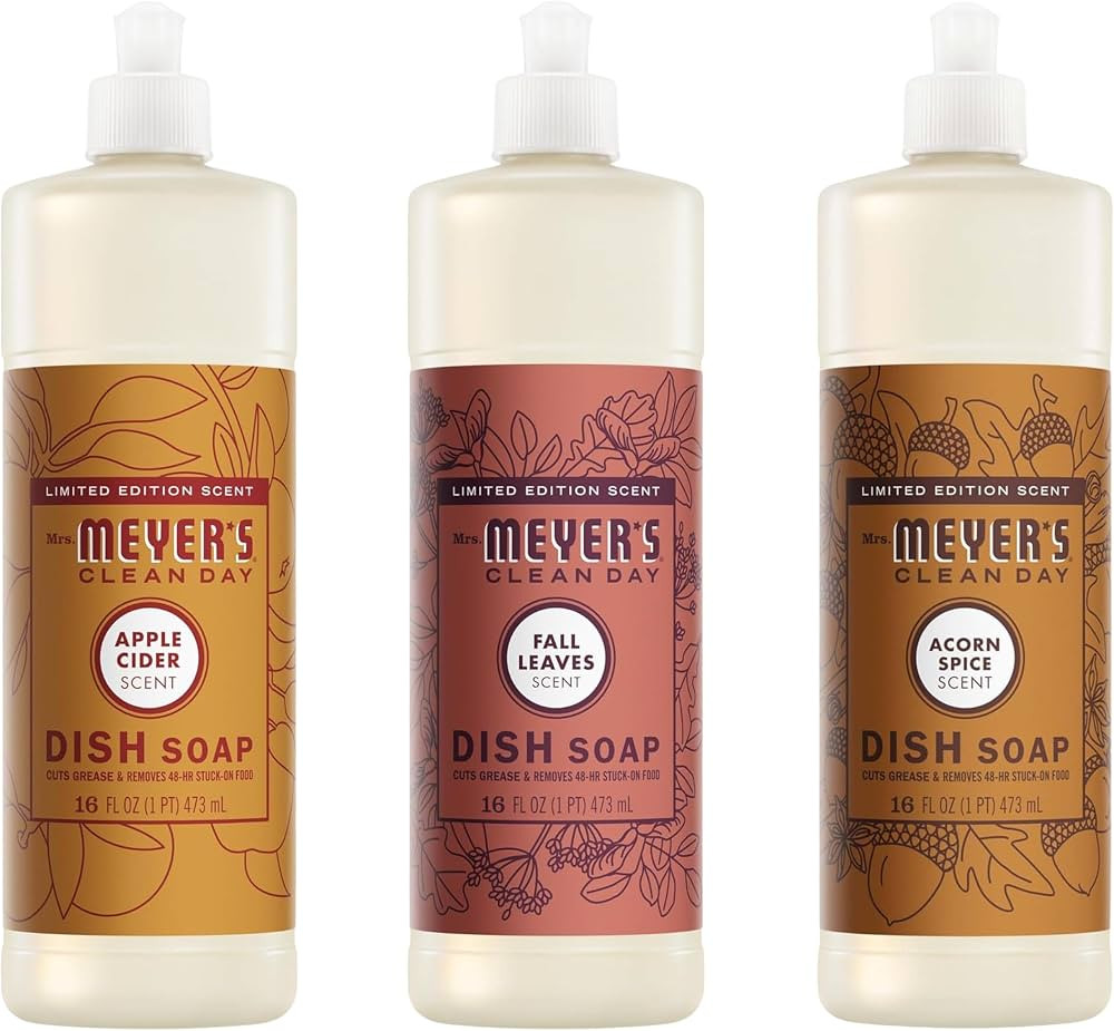 Mrs. MEYER'S CLEAN DAY Liquid Dish Soap 3 Pack Variety, Acorn Spice, Apple Cider, Fall Leaves, 16... | Amazon (US)